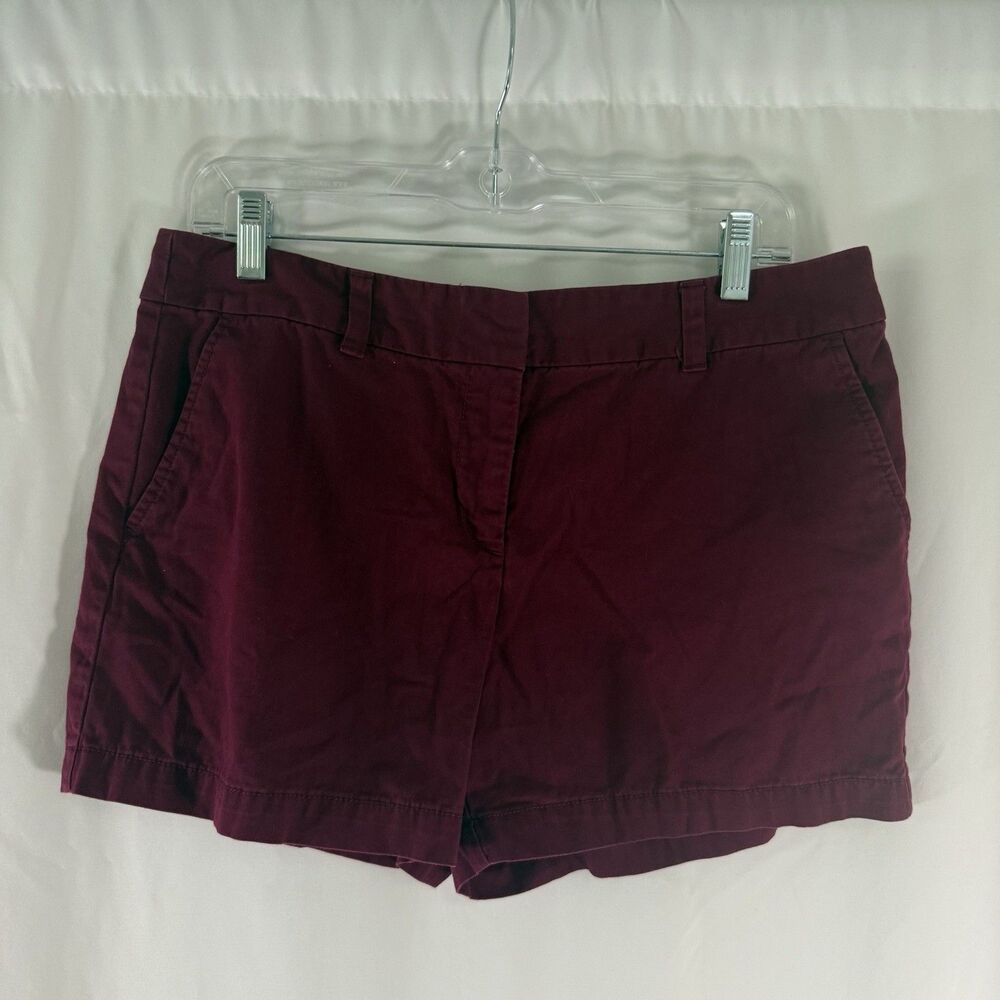 Ann Taylor Loft Chino Shorts Women's 6 Burgundy Hook Eye Pockets